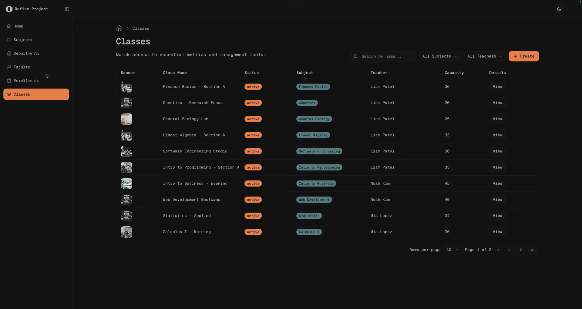 University Management Dashboard